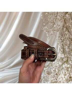 DULUTH TRADING CO LEATHER BELT BROWN WESTERN